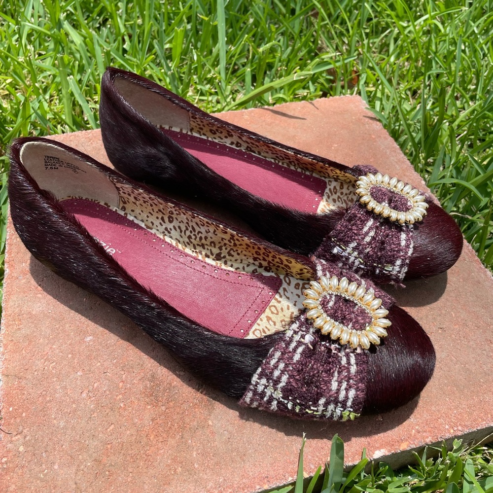 Kenzie: Wine Pony Skin Flats